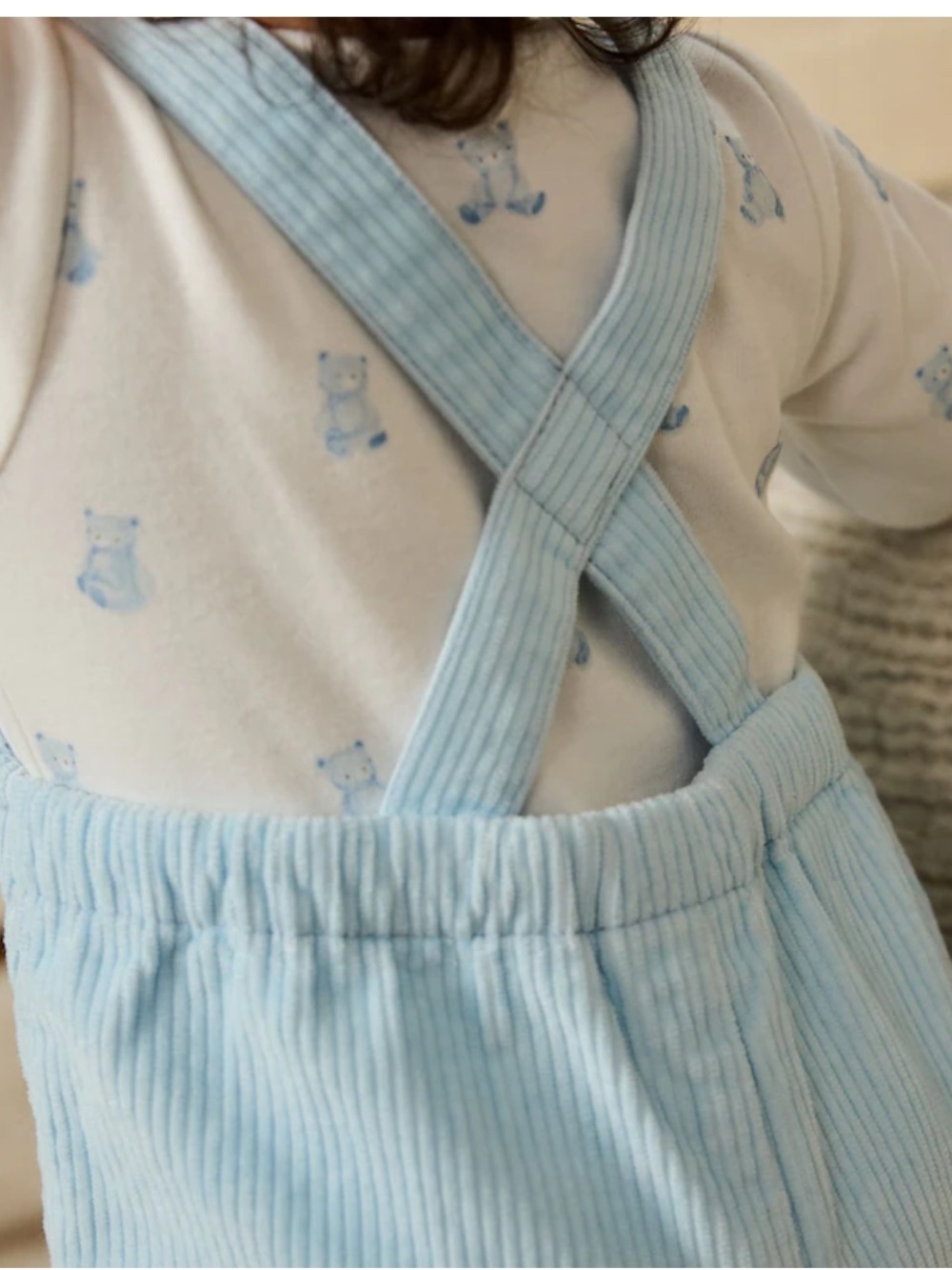 Blue Bear Cord Dungarees and Bodysuit Set by Next Size 6-9 Months